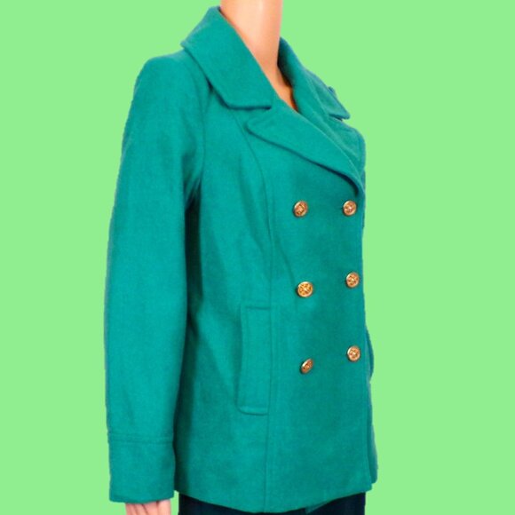 OLD NAVY size M green pea coat polyester/wool dry clean only - Picture 4 of 16
